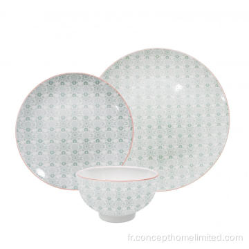 Ensemble de vaisselle en porcelaine avec décalcomanie complète